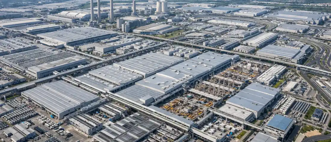 Vista aérea de complexo industrial chinês fornecedor de indústrias brasileiras